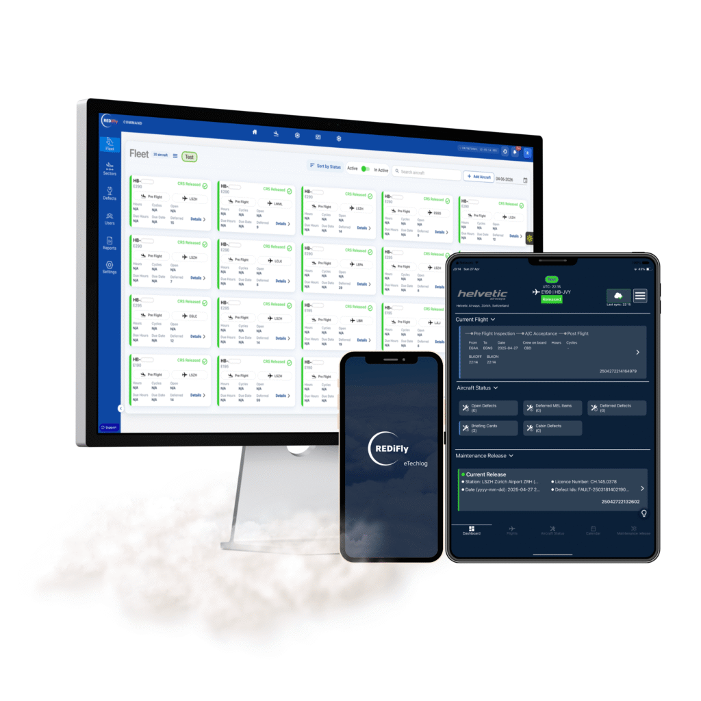 electronic tech log displayed on devices